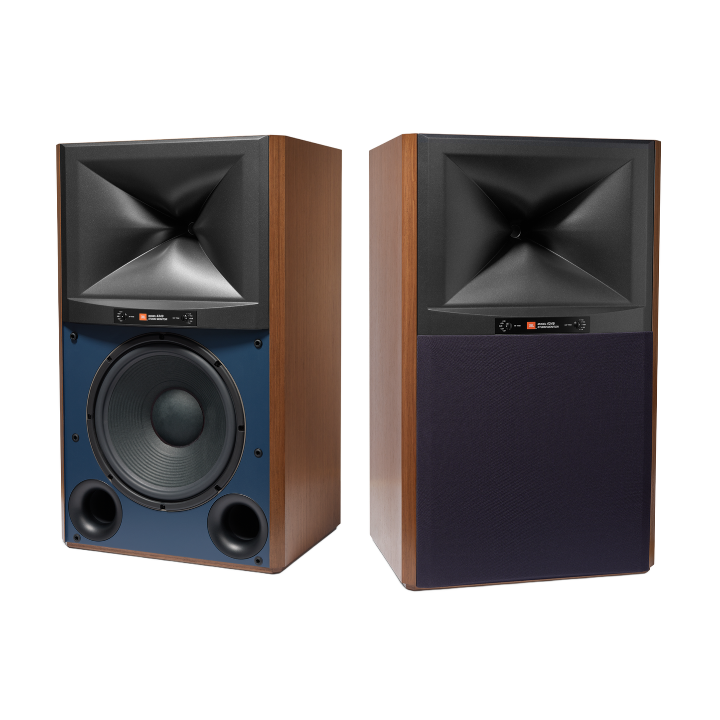 JBL 4349 Studio Monitor Walnuss Stereopaar Frontansicht