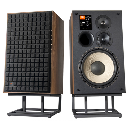 JBL L100 Classic MKII Regallautsprecher schwarz Stereopaar auf Lautsprecherständern