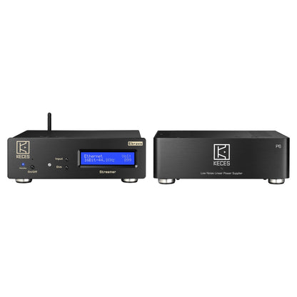 KECES Ebravo + P6 Set Produktansicht Streamer und Linear-Netzteil nebeneinander