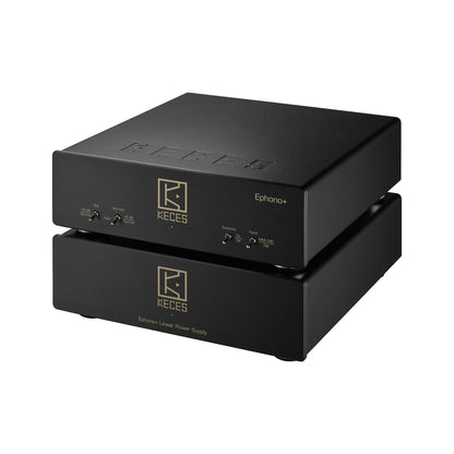 KECES Ephono+ Phono-Vorverstärker Schrägansicht mit Linear-Netzteil