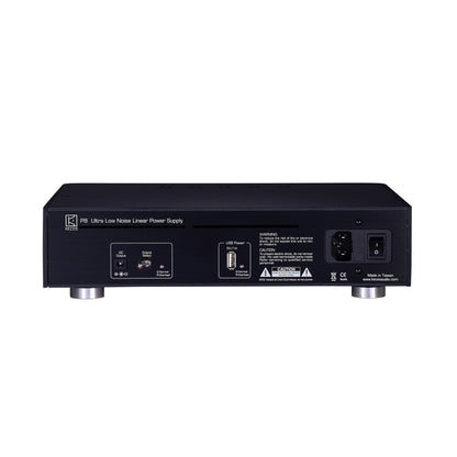 KECES P8 Mono Linearnetzteil Rückansicht mit DC-Ausgang, USB-Power und Kaltgerätebuchse
