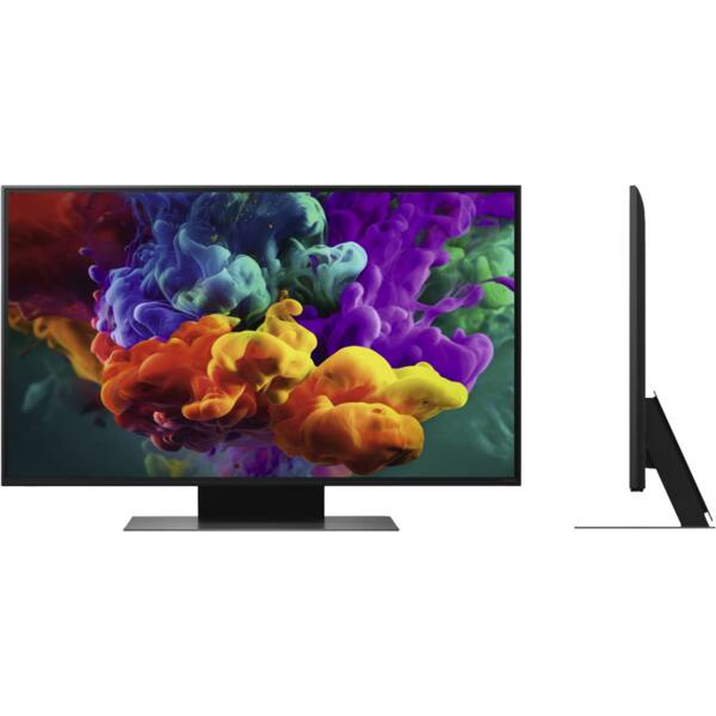 LG 43QNED87B6A QNED-Fernseher Frontansicht mit Seitenprofil