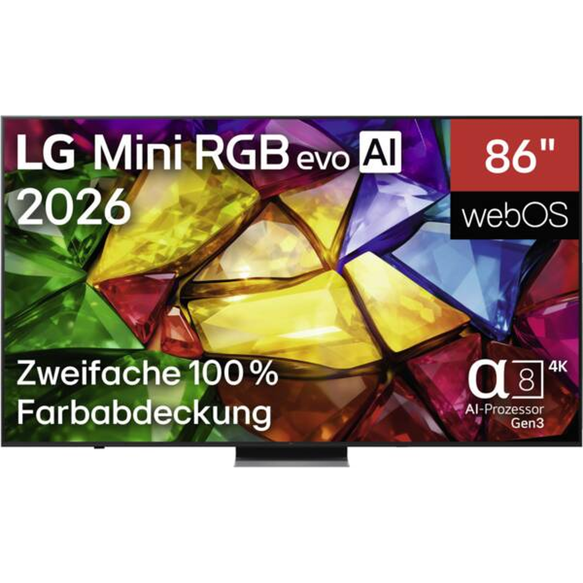 LG 86MRGB88B9B Mini-RGB-Fernseher Frontansicht