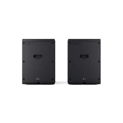 LG DS95TR Soundbar Rückansicht der Rear-Lautsprecher mit LEFT- und RIGHT-Kennzeichnung