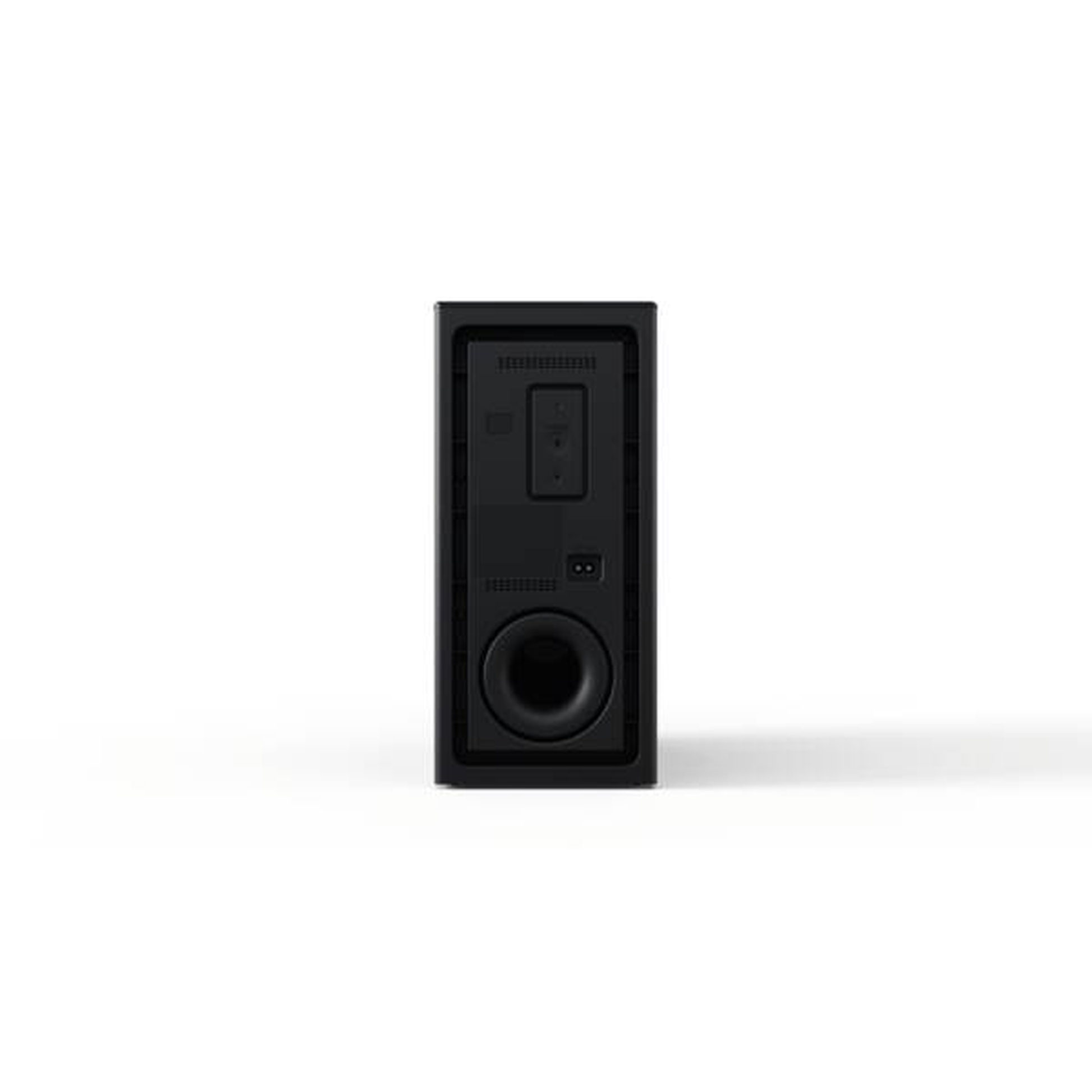 LG DSG10TY Soundbar Rueckansicht des Subwoofers mit Bassreflexoeffnung