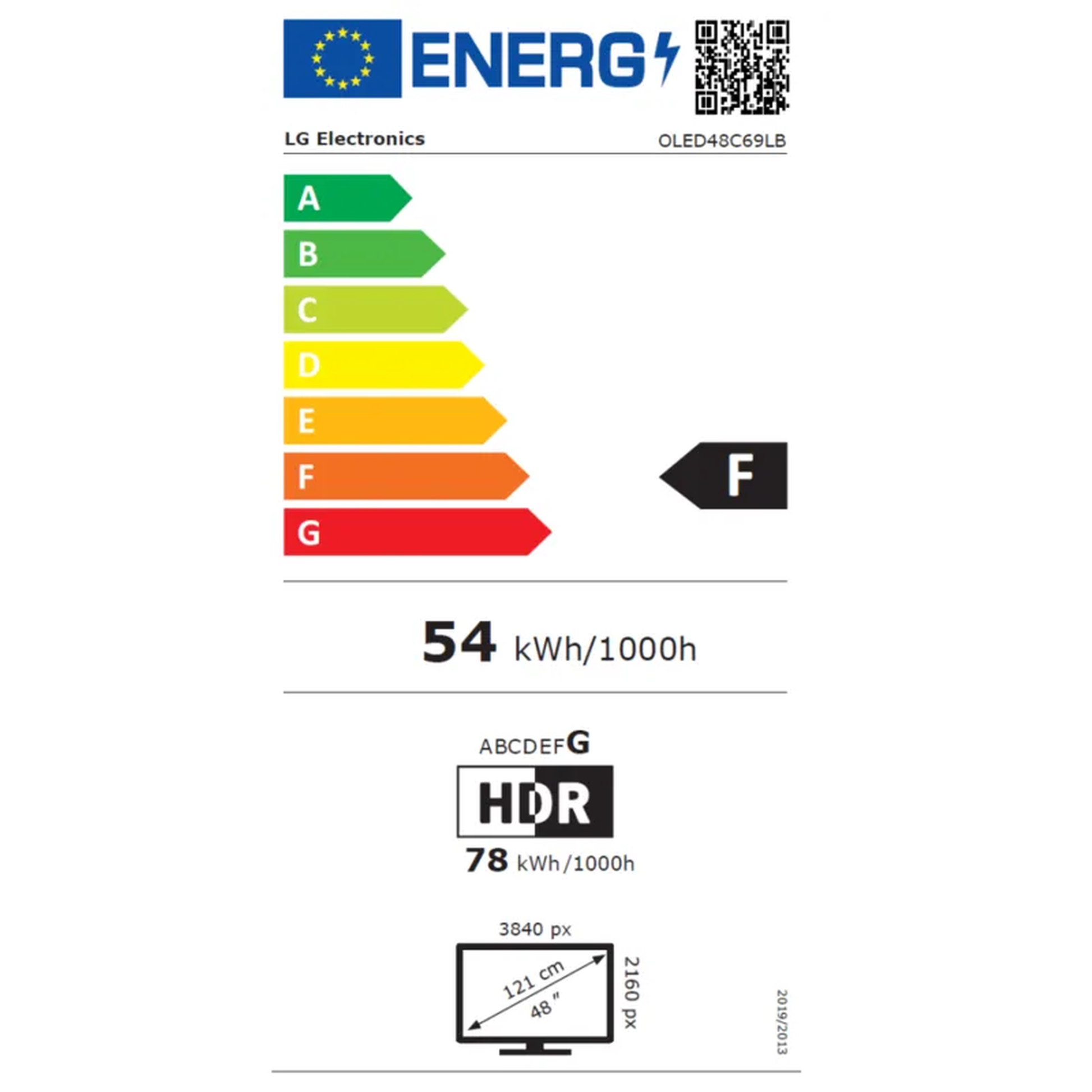 LG OLED48C69LB OLED-Fernseher Energielabel