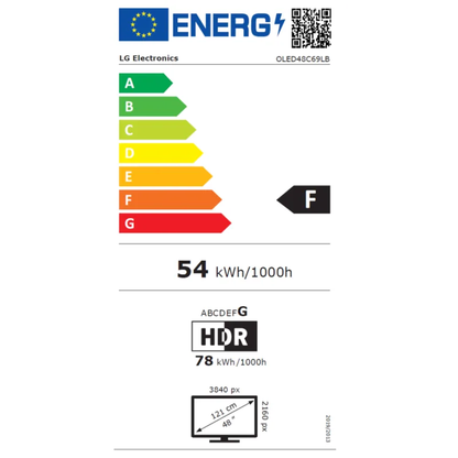 LG OLED48C69LB OLED-Fernseher Energielabel