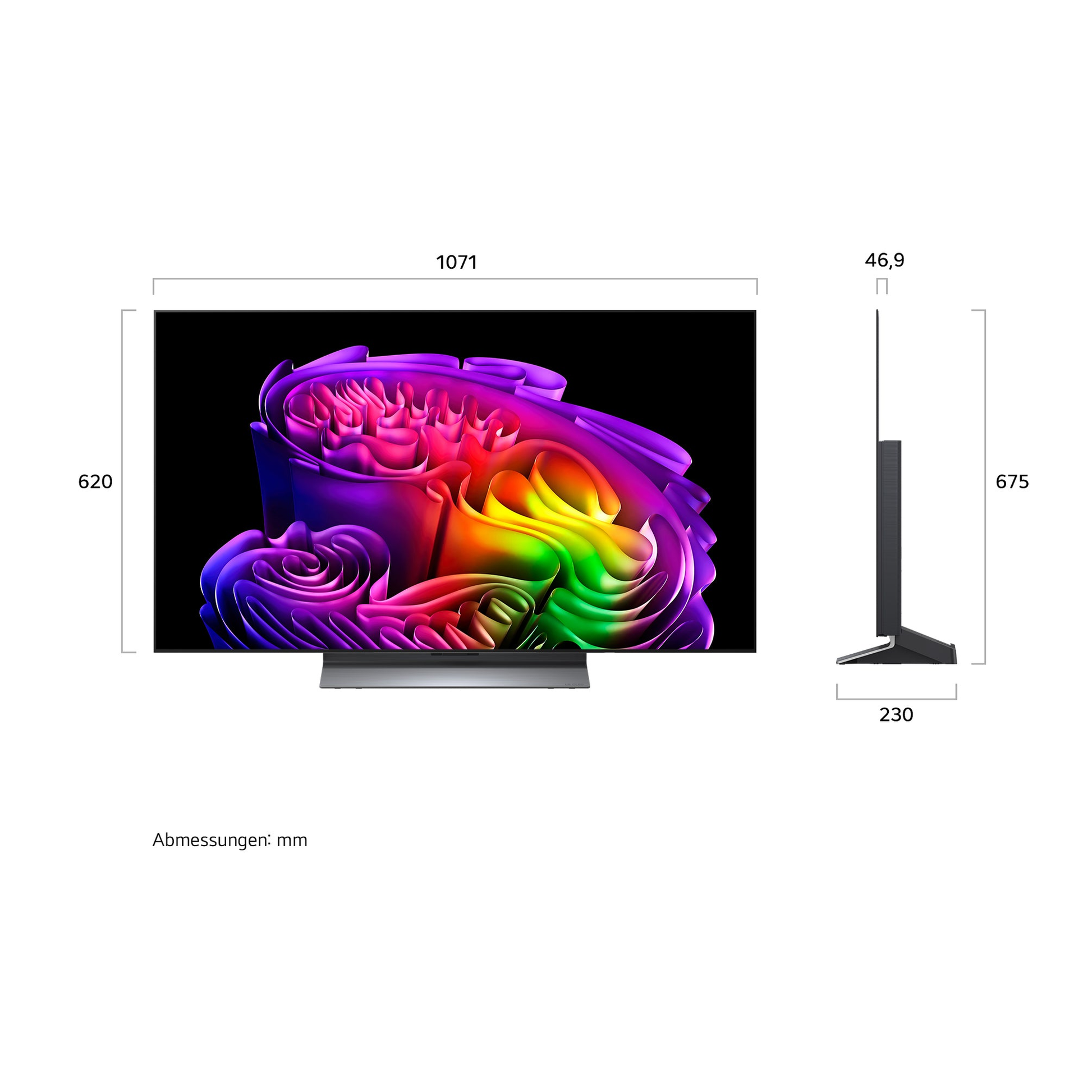 LG OLED48G69LS OLED-Fernseher Masszeichnung