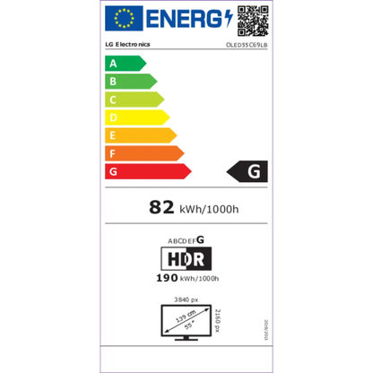 LG OLED55C69LB OLED-Fernseher Energielabel