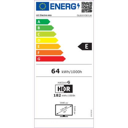 LG OLED55G67LW OLED-Fernseher Energielabel