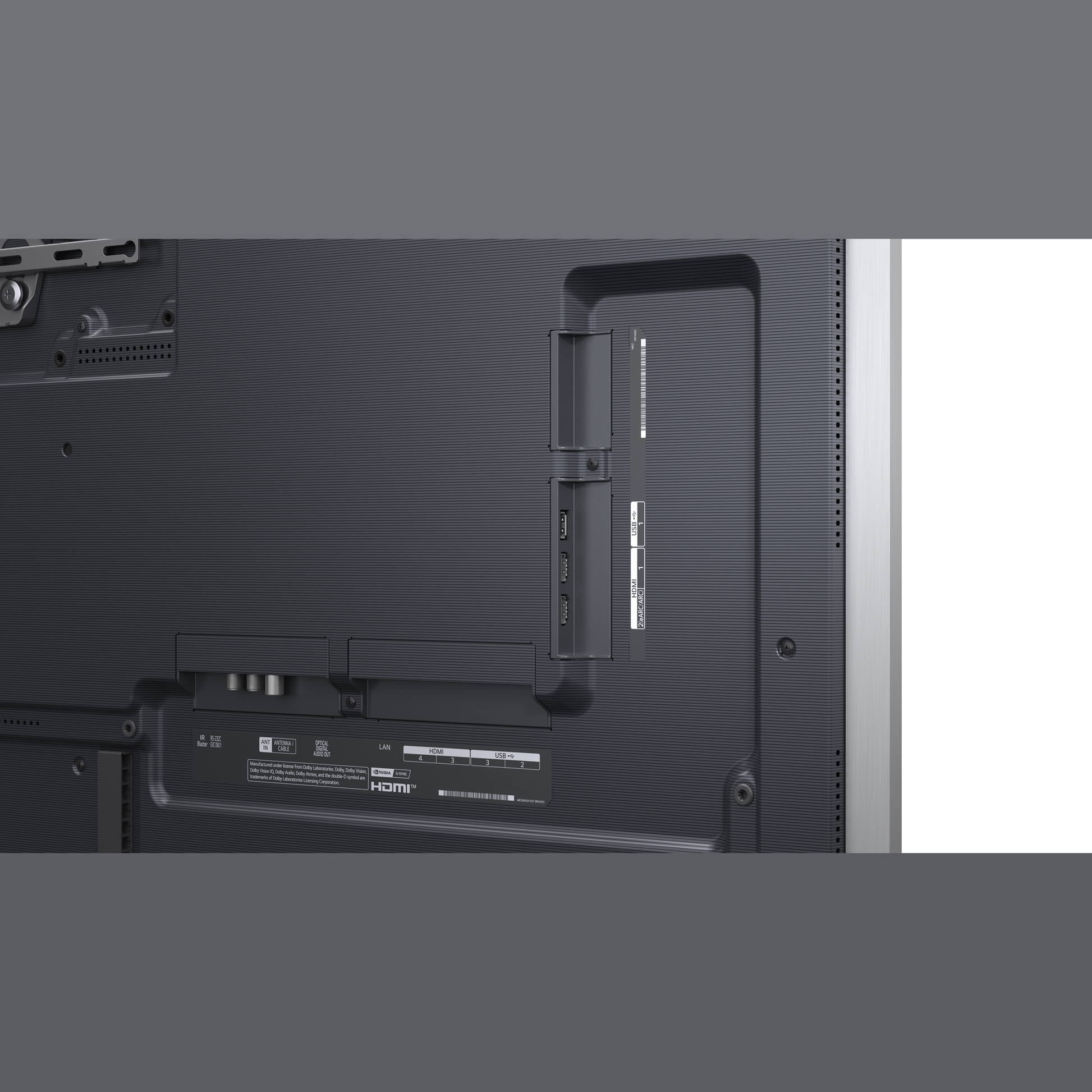 LG OLED65G67LW OLED-Fernseher Anschlussfeld auf der Rueckseite