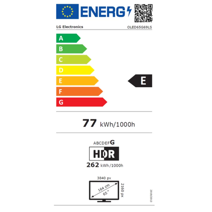 LG OLED65G69LS OLED-Fernseher Energielabel