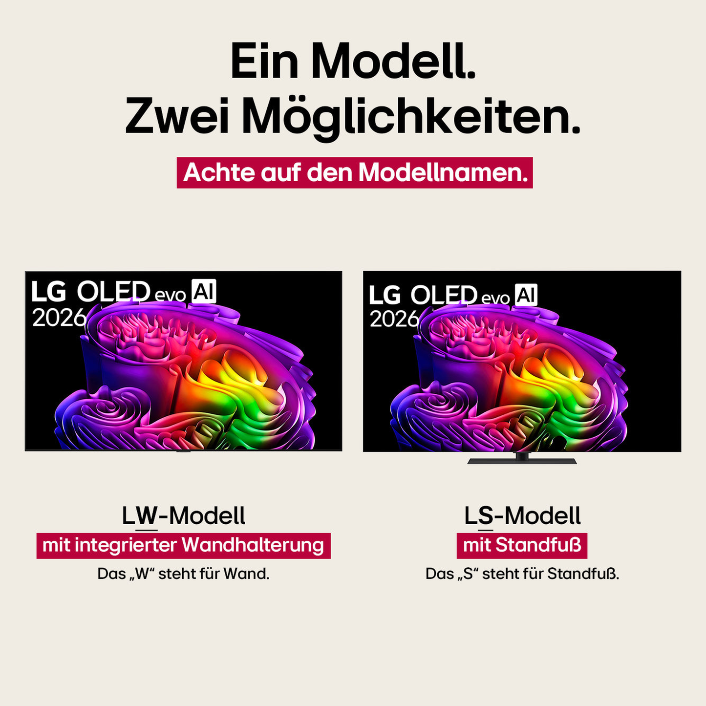 LG OLED65G69LS OLED-Fernseher Feature-Darstellung Modellvarianten LW und LS
