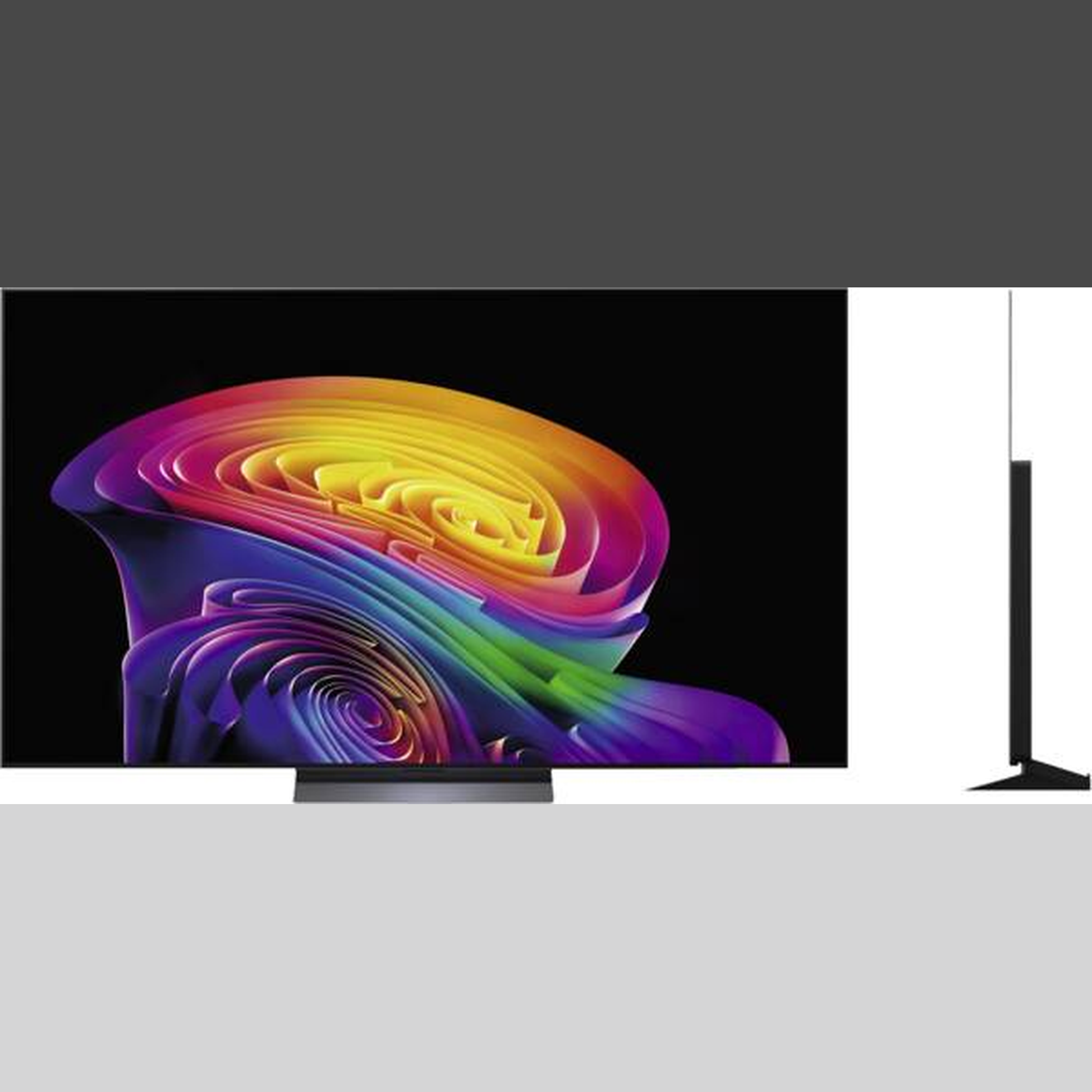LG OLED77C69LB OLED-Fernseher Frontansicht mit Seitenprofil