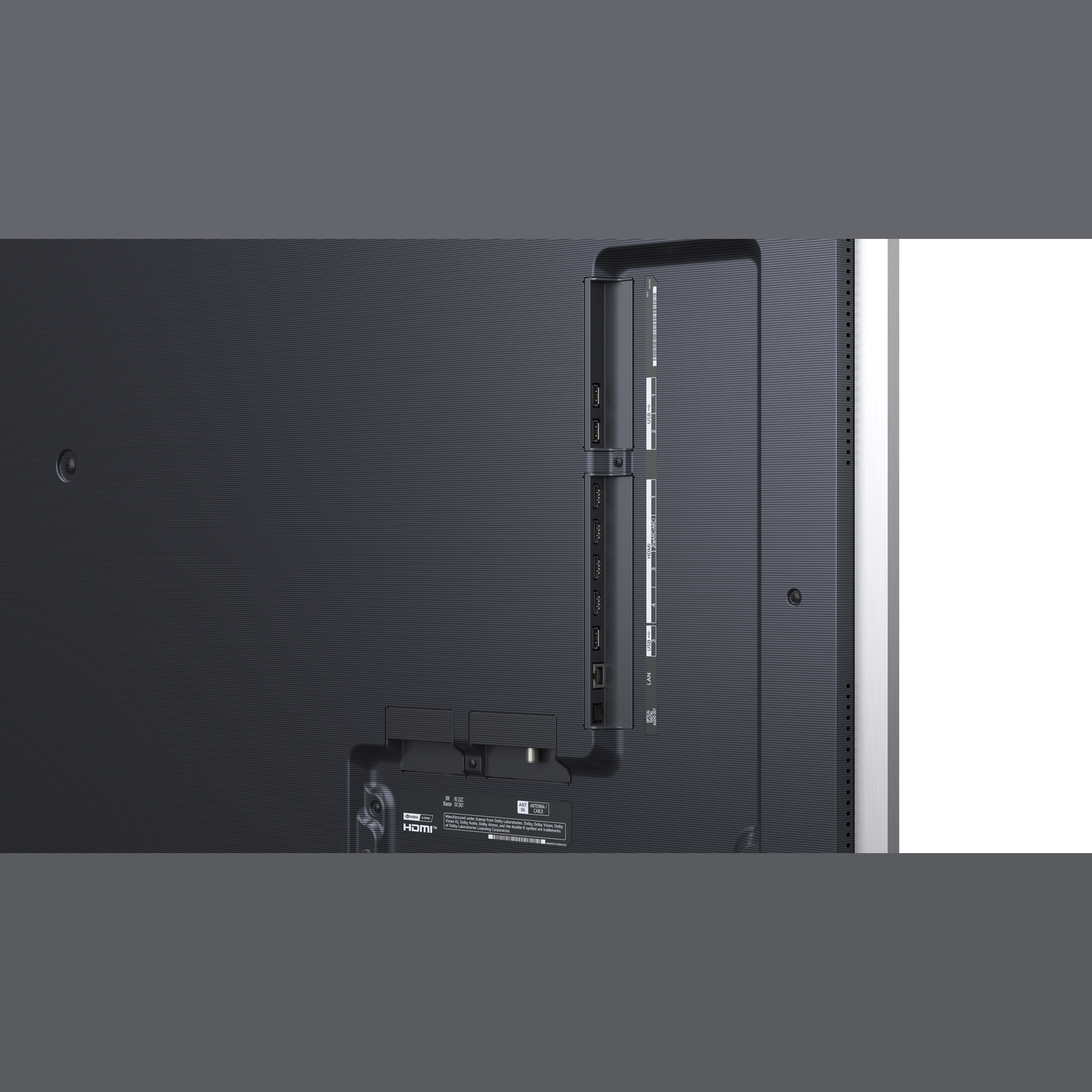LG OLED97G67LW OLED Fernseher Anschlussfeld mit HDMI- USB- und LAN-Anschluessen