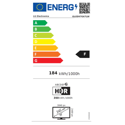 LG OLED97G67LW OLED-Fernseher Energielabel