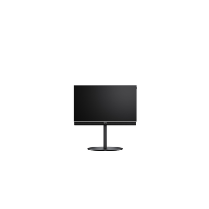 Loewe antares 42 OLED-Fernseher Frontansicht auf Standfuss mit Bodenplatte