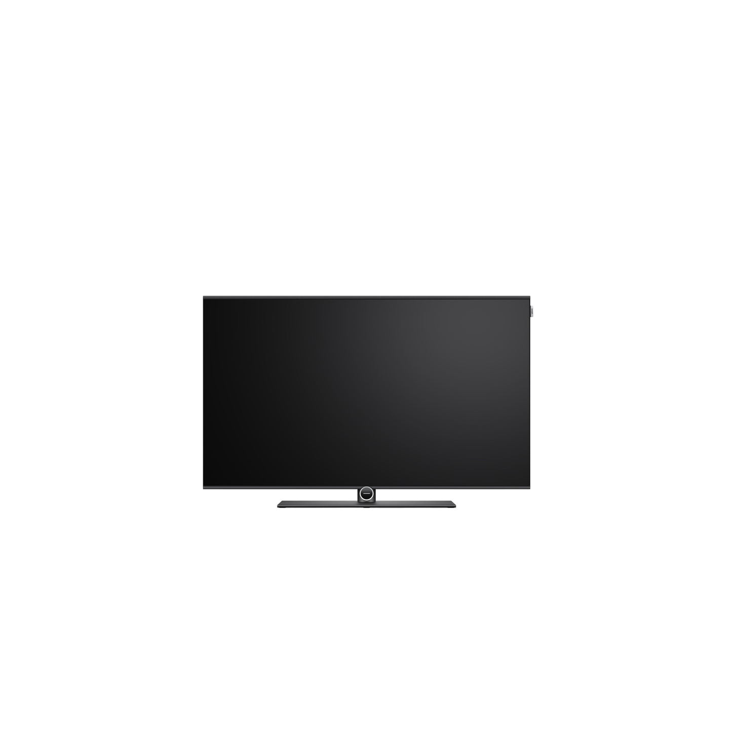 Loewe antares 42 OLED-Fernseher Frontansicht auf Tischfuss mit integrierter Soundbar