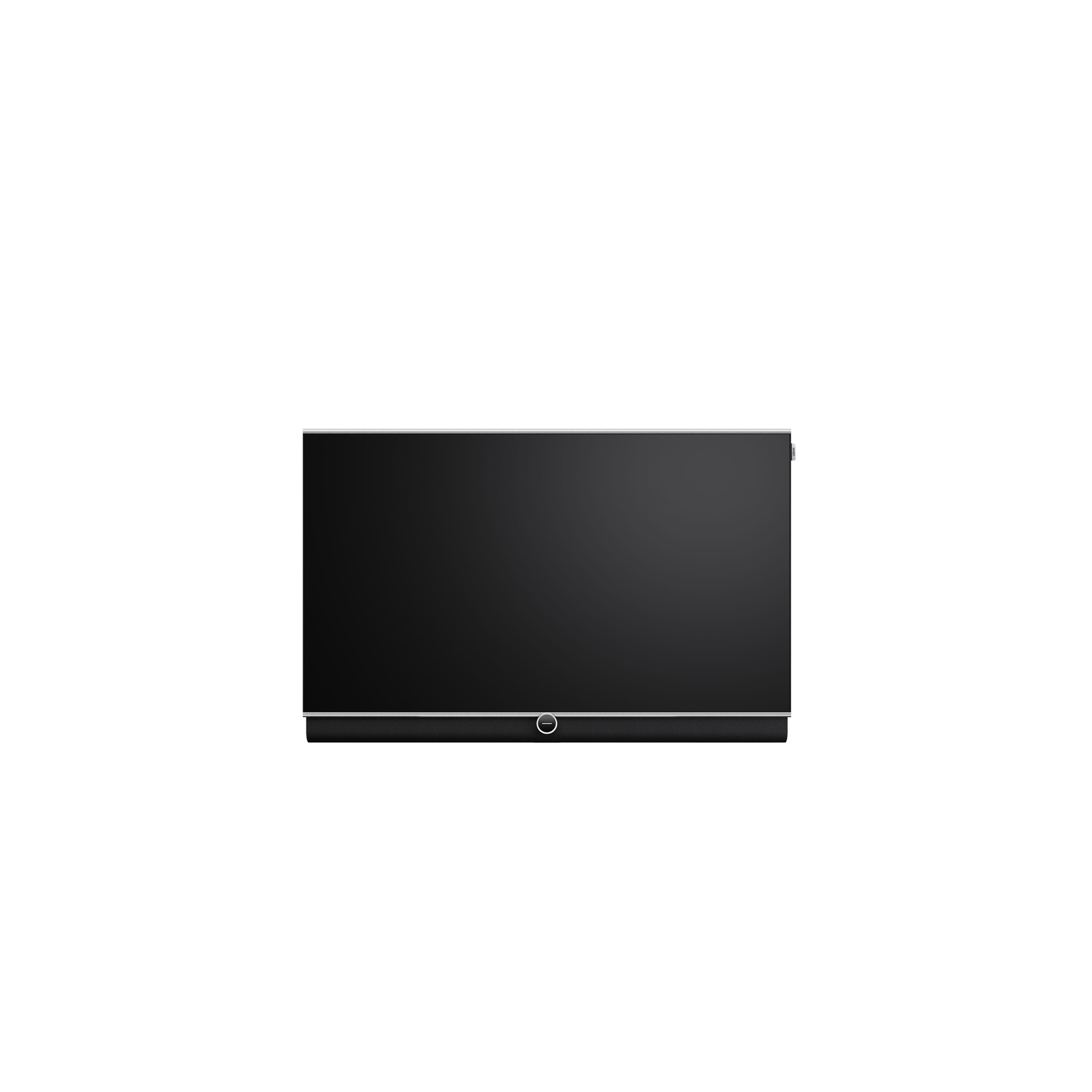 Loewe antares 42 OLED-Fernseher Frontansicht an Wandhalterung mit integrierter Soundbar