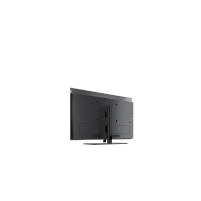 Loewe antares 42 OLED-Fernseher Rückansicht auf Tischfuss mit Anschlussbereich