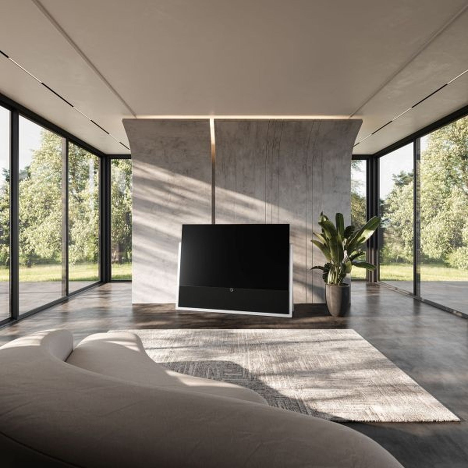 Loewe Iconic Inspire.55 OLED-Fernseher Weiss im Wohnzimmer