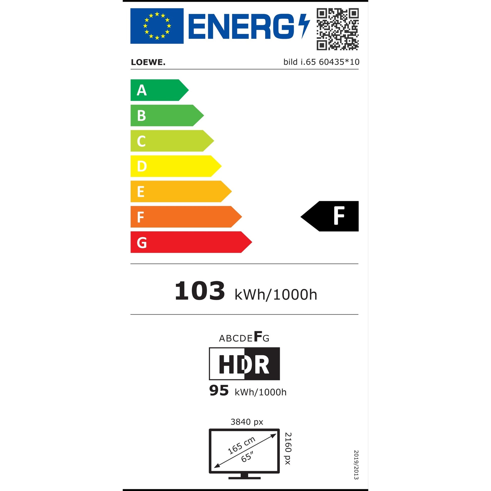 Energieeffizienzklasse-Etikett Loewe Iconic Inspire.65 (Klasse F)