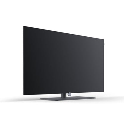 Loewe inspire 48 dr+ OLED-Fernseher Schrägansicht, Basalt Grey