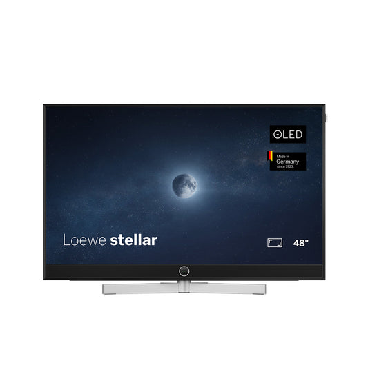 Loewe Stellar 48 DR+ OLED-Fernseher alu black lava Vidaa Frontansicht
