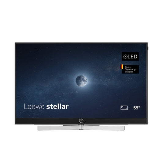 Loewe Stellar 55 DR+ OLED-Fernseher alu black lava Vidaa Frontansicht