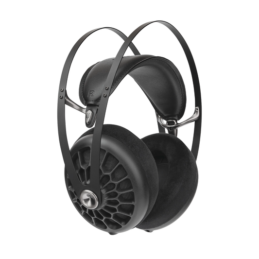 Meze Audio 105 AER Over-Ear-Kopfhörer Seitenansicht mit offenen Ohrmuscheln und Velours-Polstern