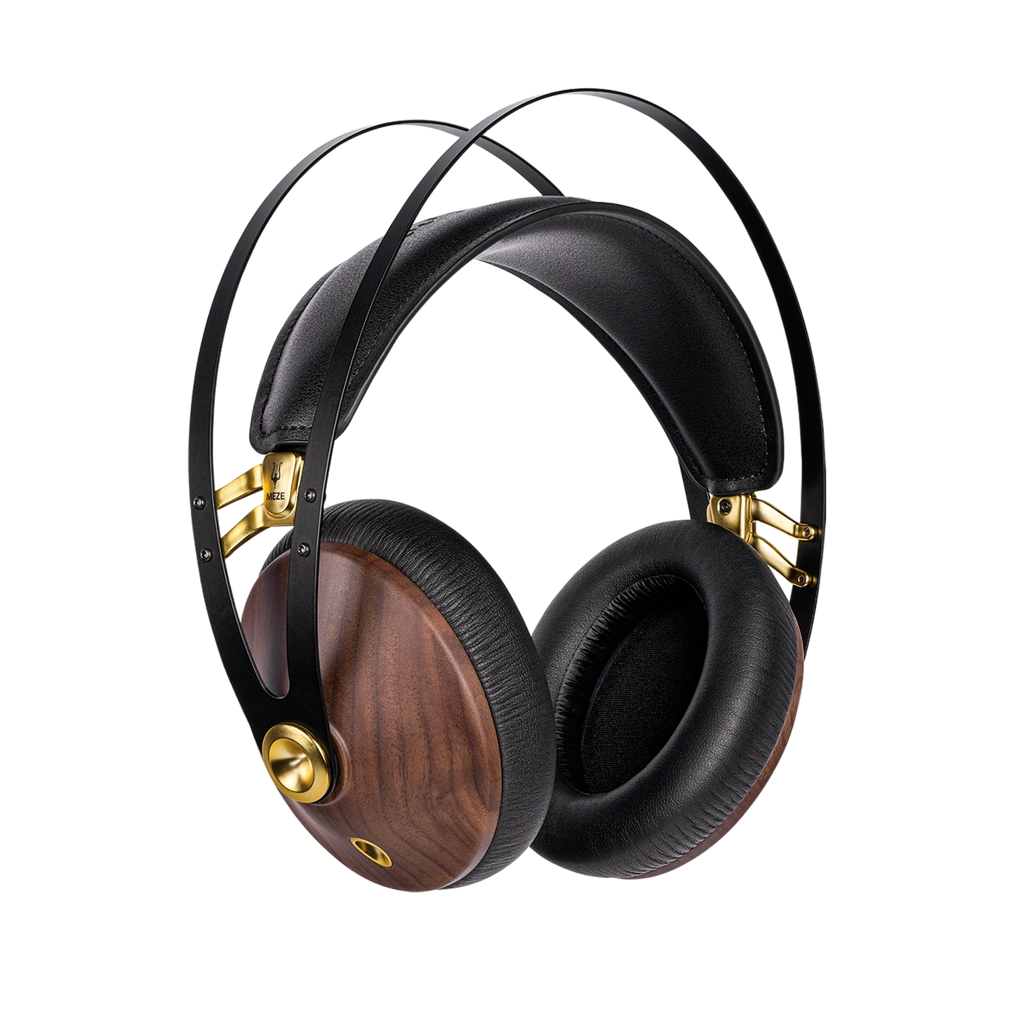 Meze Audio 99 Classics 2. Gen Kopfhörer Walnuss-Gold Seitenansicht mit Holz-Ohrmuscheln