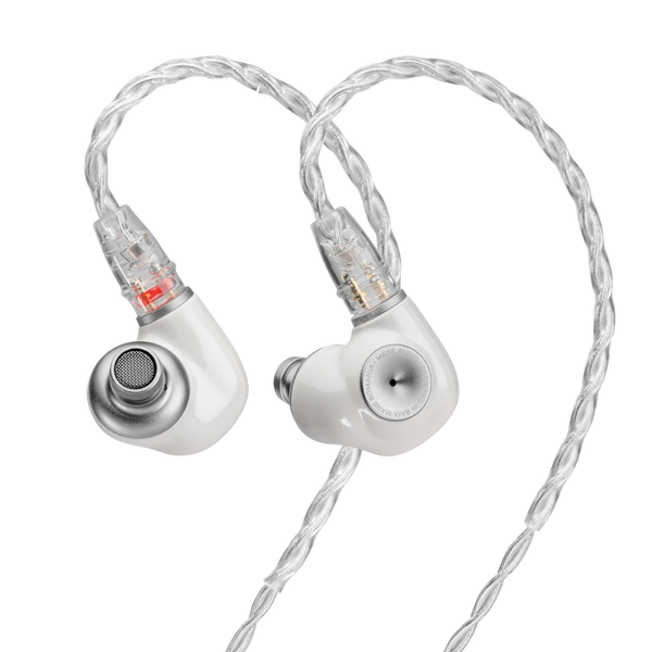 Meze Audio Alba In-Ear-Kopfhörer Seitenansicht des Paars mit geflochtenem Kabel