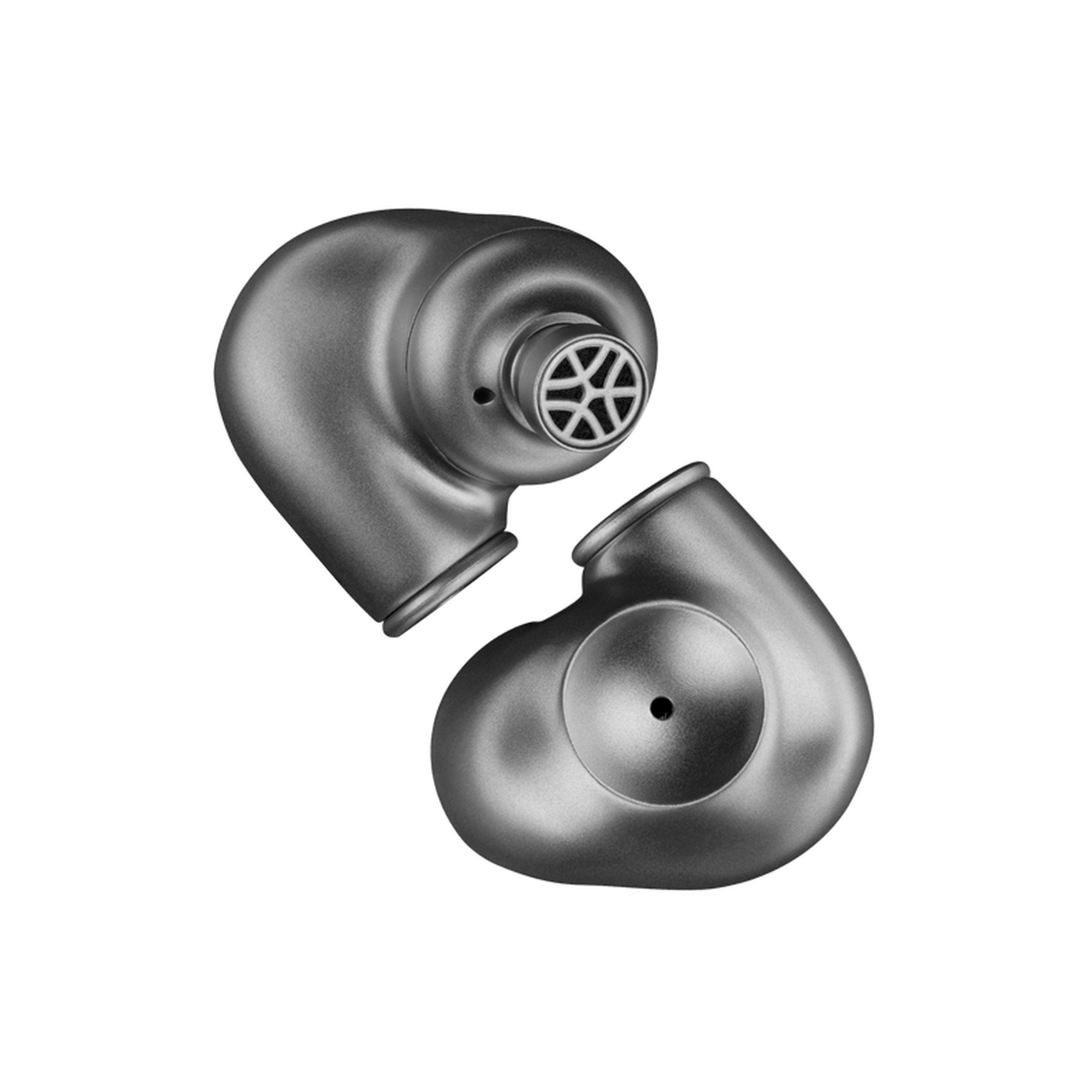 Meze Audio Astru In-Ear-Kopfhörer Titan Detailansicht beider Gehäuse mit Schallaustritt