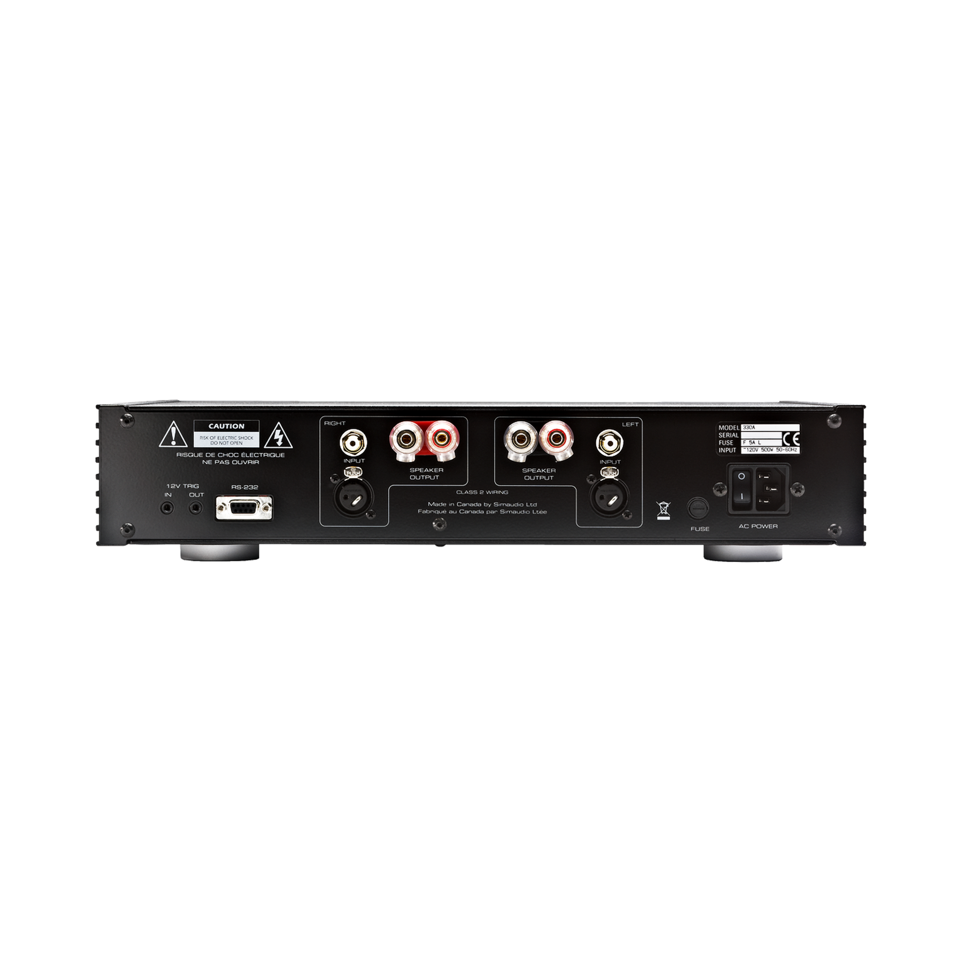 MOON 330A Stereo-Endstufe Rückansicht – Vorführmodell des HiFi-Sets 390 + 330A