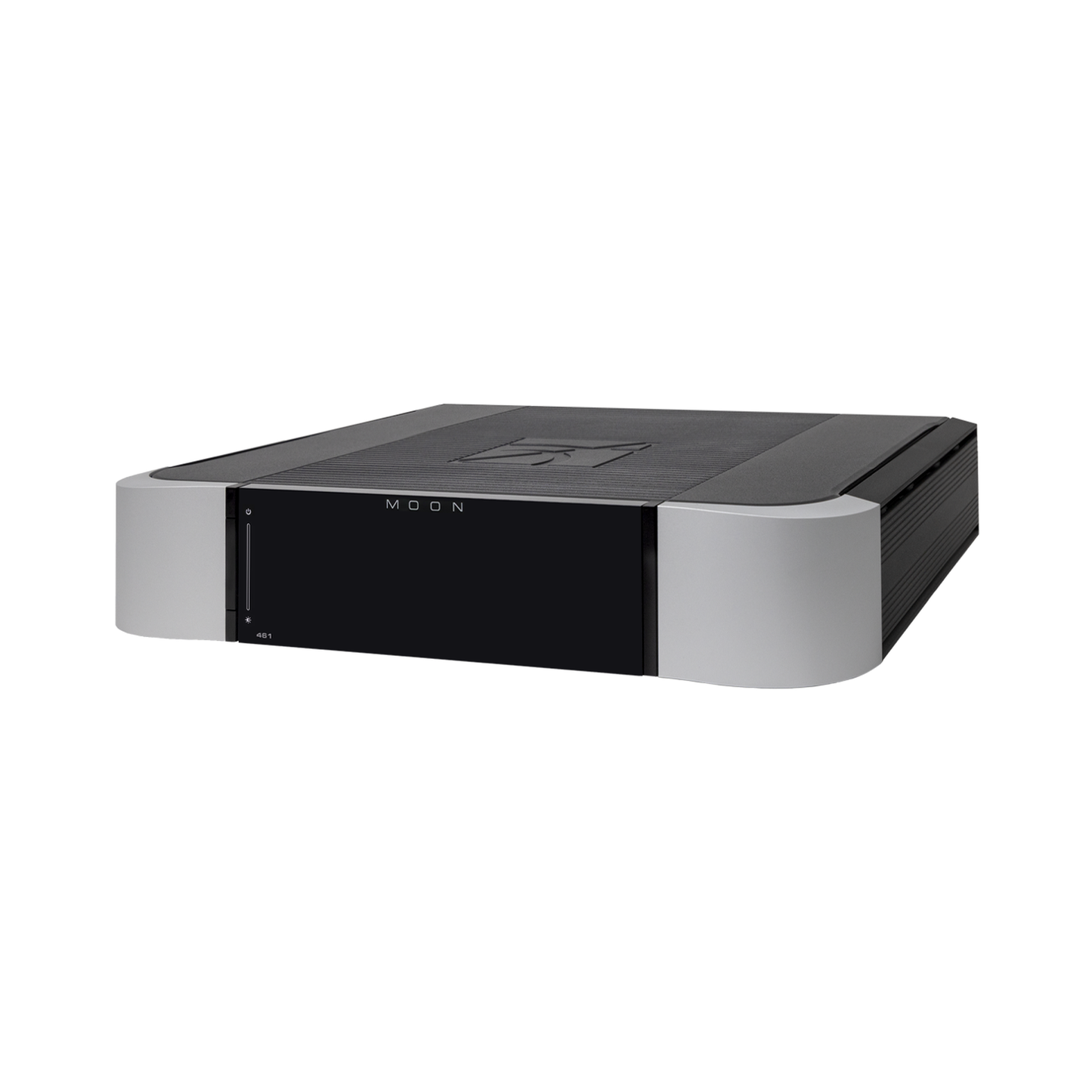 MOON 461 Stereo-Endstufe Compass Frontansicht 2 silber schwarz – im Set 461 + 491 silber/schwarz