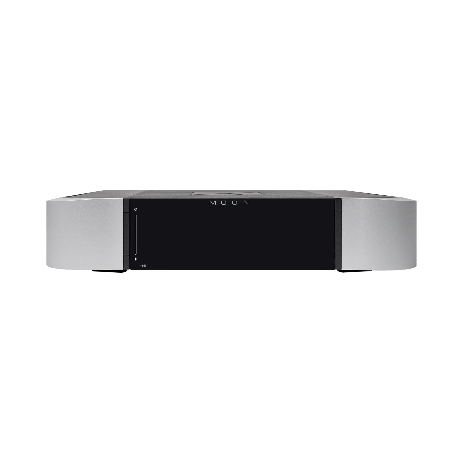 MOON 461 Stereo-Endstufe Compass Frontansicht 3 silber schwarz – im Set silber-schwarz