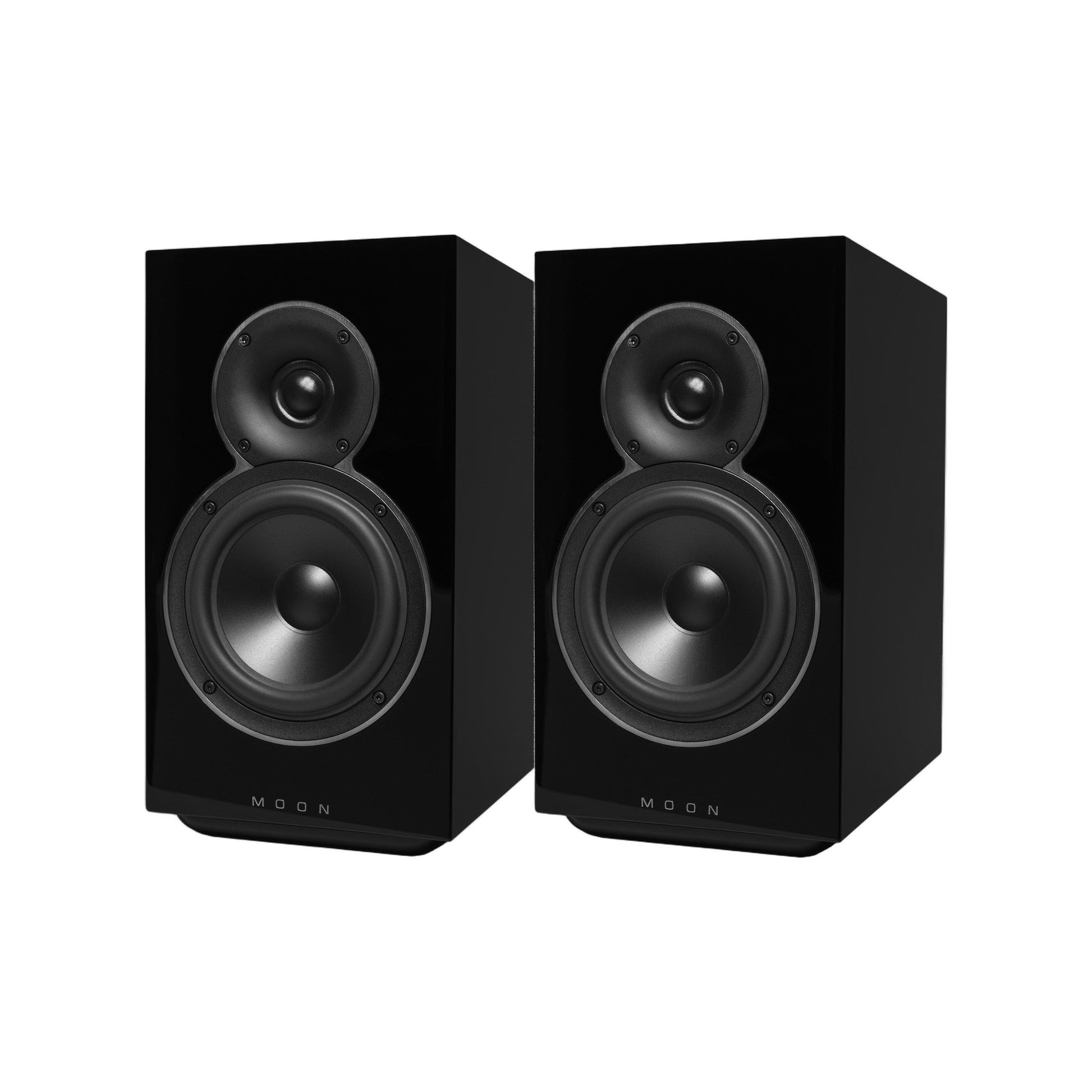 MOON Voice 22 Regallautsprecher Stereopaar schwarz hochglanz – im Set silber-schwarz/schwarz