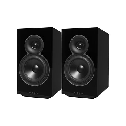 MOON Voice 22 Regallautsprecher Stereopaar schwarz hochglanz – im Set silber-schwarz/schwarz