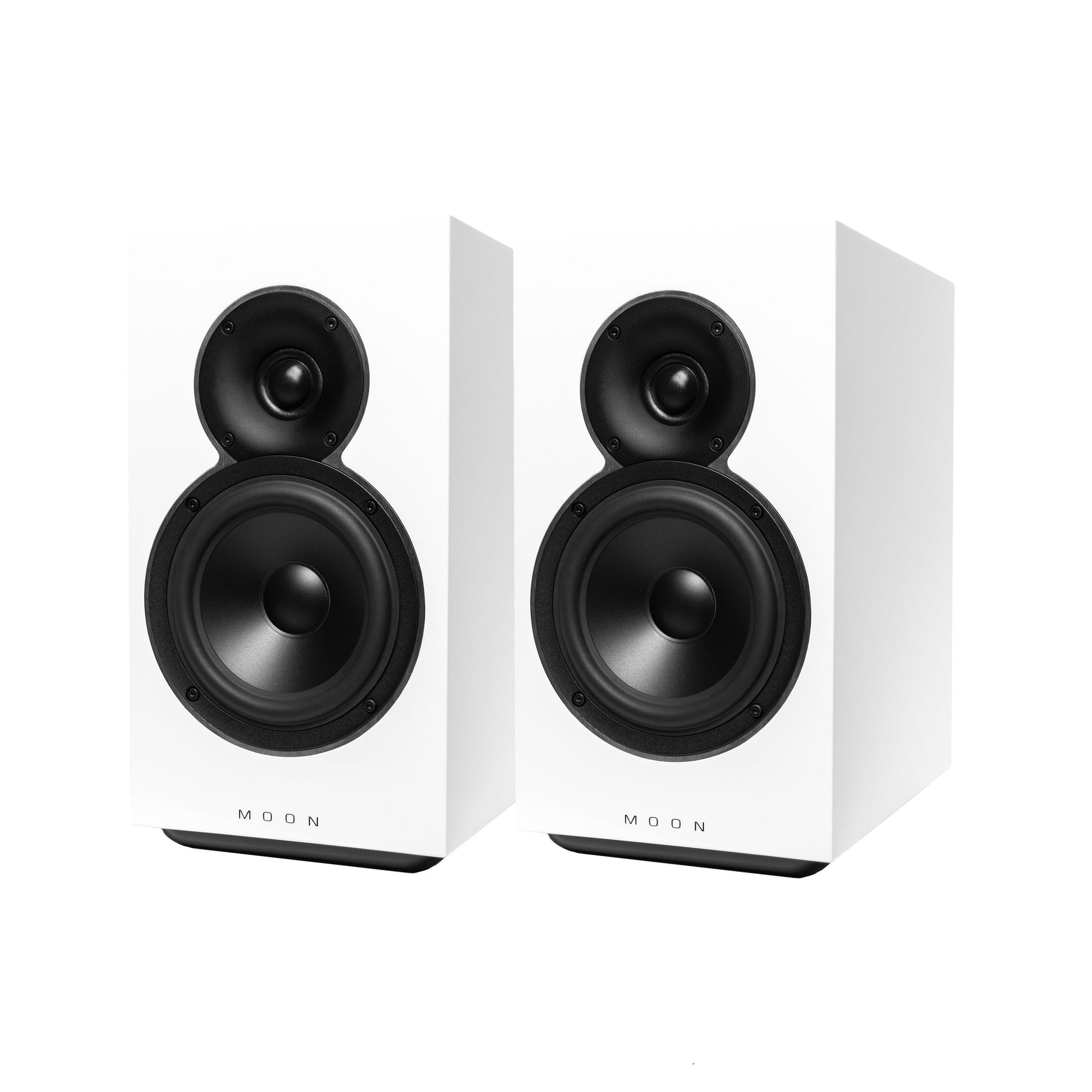MOON Voice 22 Regallautsprecher Stereopaar weiss hochglanz – im Set silber-schwarz/weiss