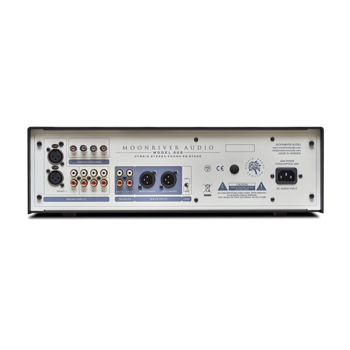 Moonriver 505 Hybrid-Phono-Vorverstärker Rückansicht