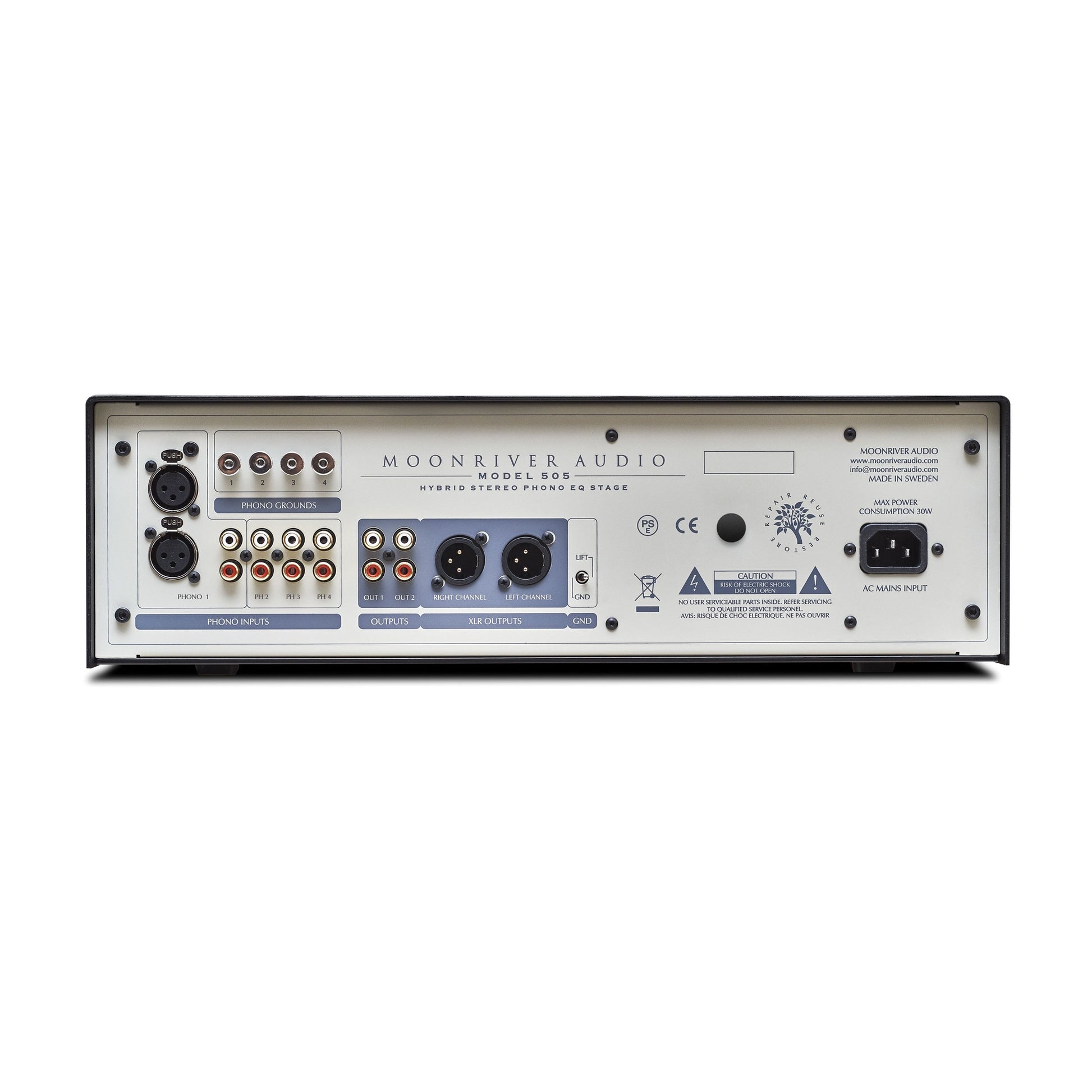 Moonriver 505 Hybrid-Phono-Vorverstärker Rückansicht
