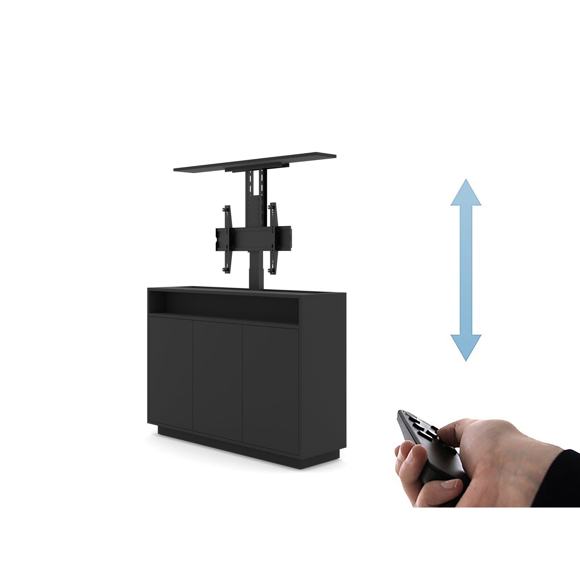 Multibrackets 4707 AV-Cabinet TV-Lift 55 Zoll Schwarz Fernbedienung, Lift ohne Fernseher, Bedienung per Handsender