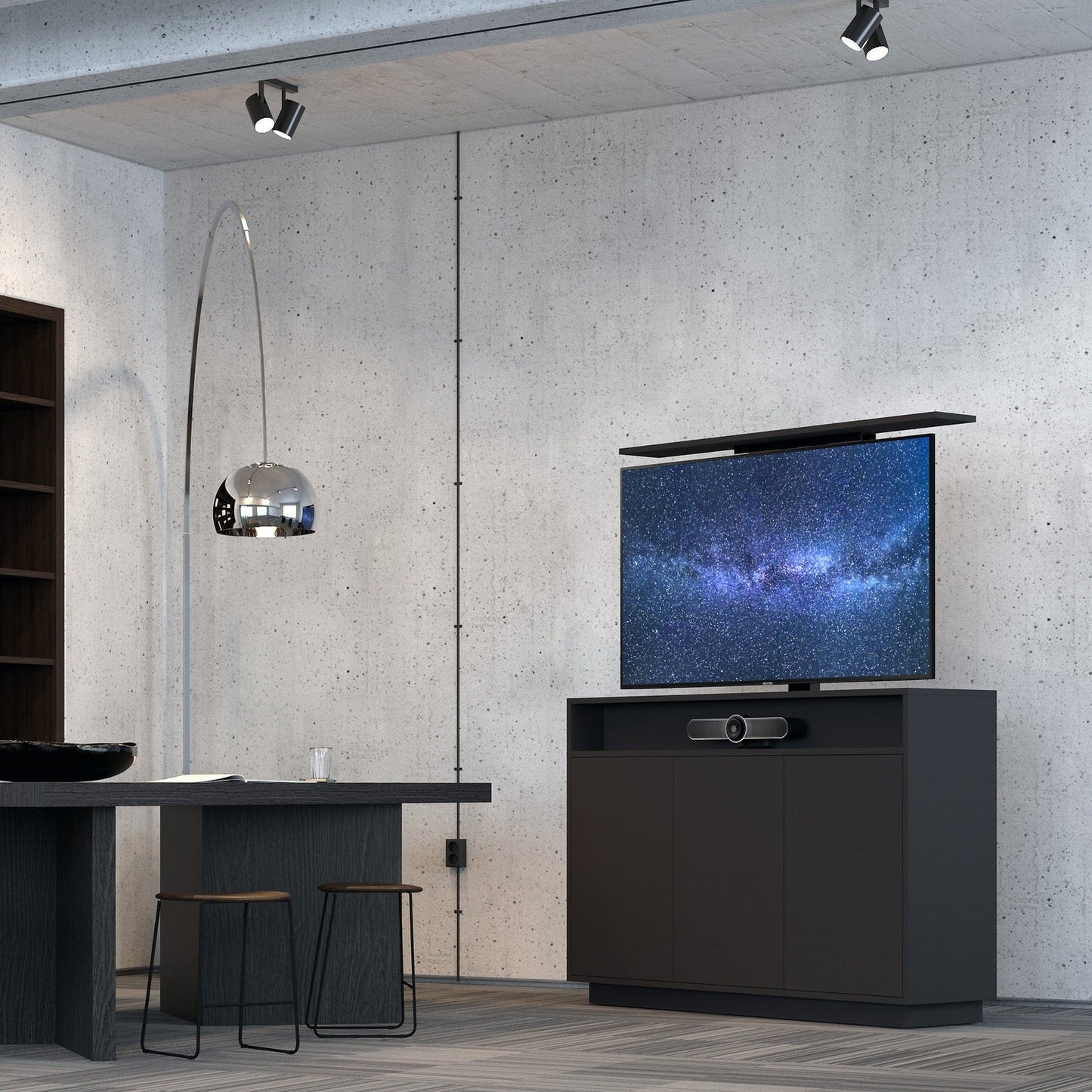 Multibrackets 4707 AV-Cabinet TV-Lift 55 Zoll Schwarz Lifestyle, Sitzungszimmer, Videobar im Fach