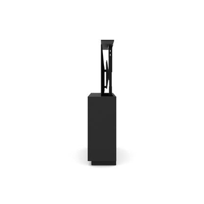 Multibrackets 4707 AV-Cabinet TV-Lift 55 Zoll Schwarz Seitenansicht, Lift ausgefahren, schmale Bautiefe