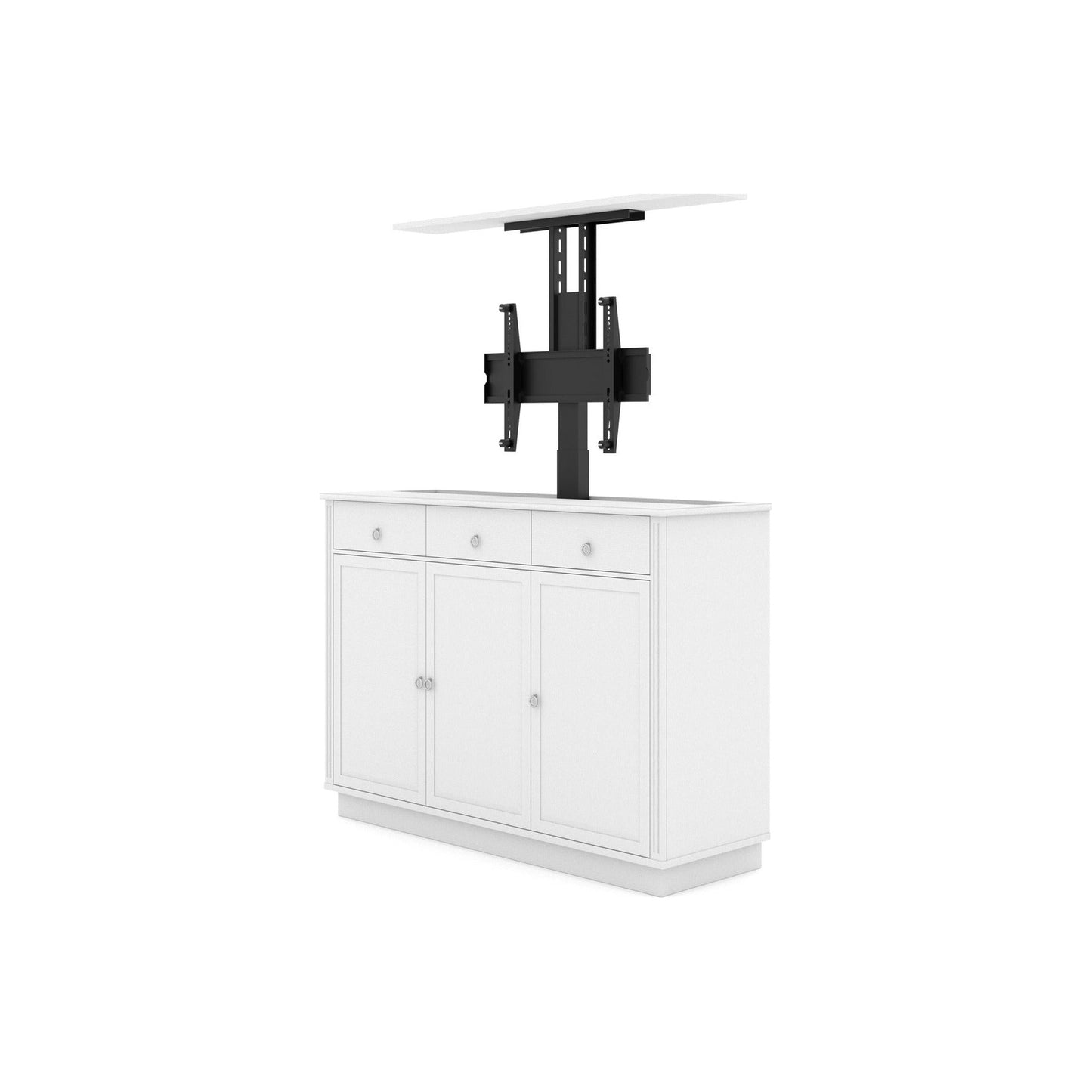 Multibrackets 5889 AV-Cabinet TV-Lift 55 Zoll Classic Weiss Frontansicht, Lift ausgefahren, Halterung ohne Fernseher