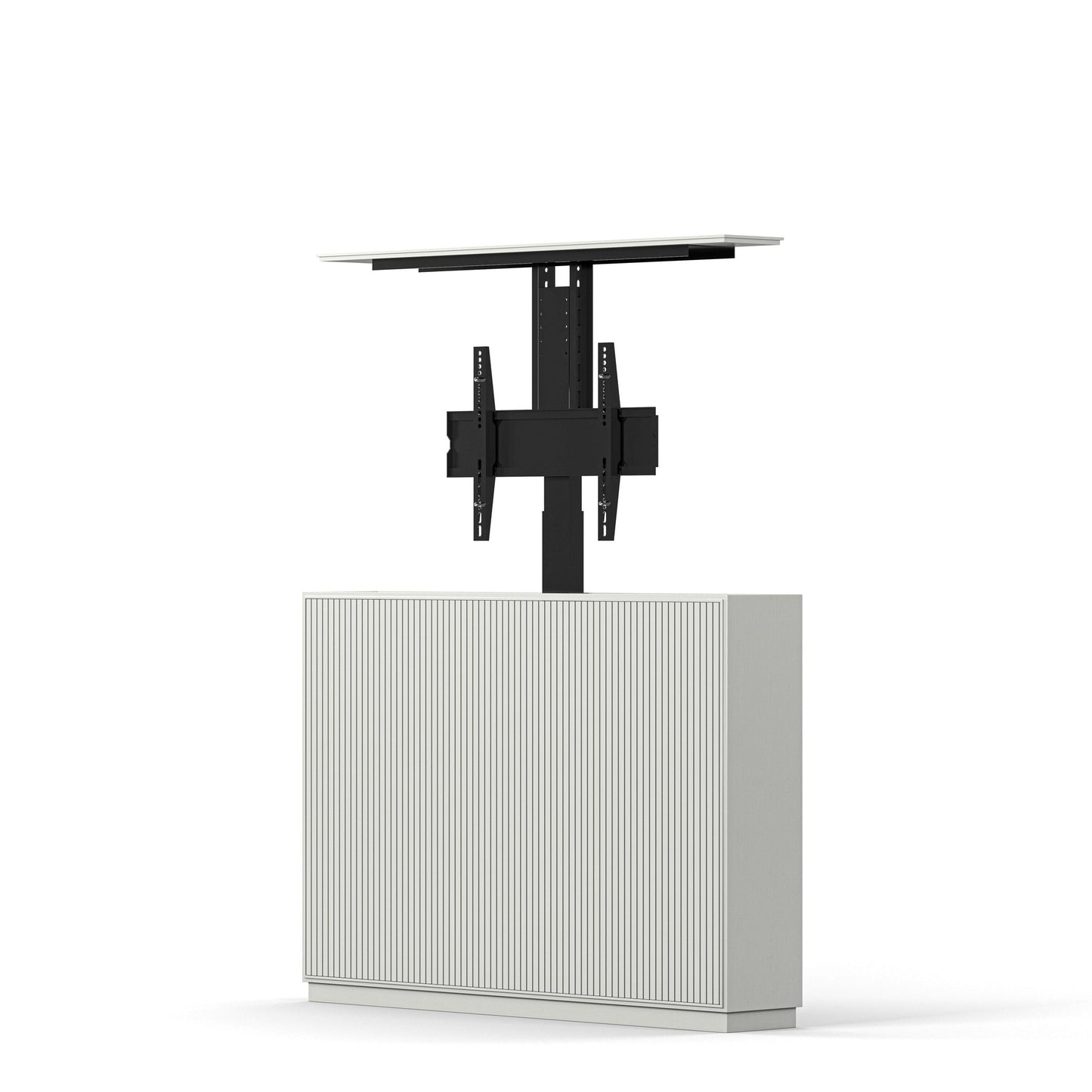 Multibrackets 8026 AV-Cabinet TV-Lift 55 Zoll Slimline Weiss Frontansicht, Lift ausgefahren, Halterung ohne Fernseher