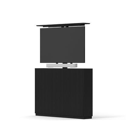 Multibrackets 8033 AV-Cabinet TV-Lift 55 Zoll Slimline Schwarz Frontansicht, Soundbar-Halterung unter dem Fernseher
