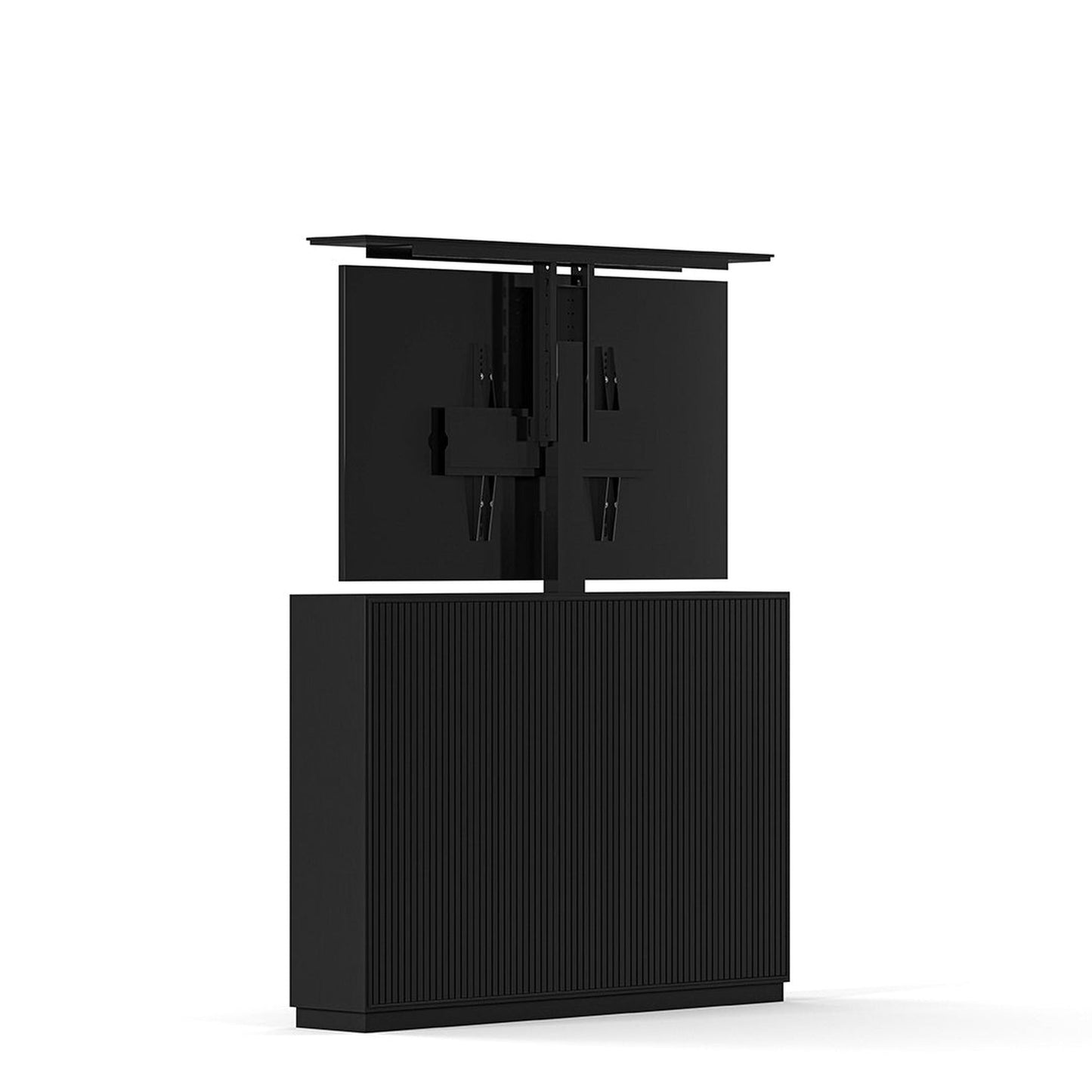 Multibrackets 8033 AV-Cabinet TV-Lift 55 Zoll Slimline Schwarz Rückansicht, TV-Rückwand und Liftsäule