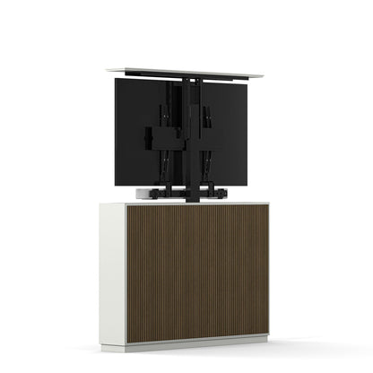 Multibrackets 8040 AV-Cabinet TV-Lift 55 Zoll Slimline White Walnut Rückansicht, TV- und Soundbar-Halterung
