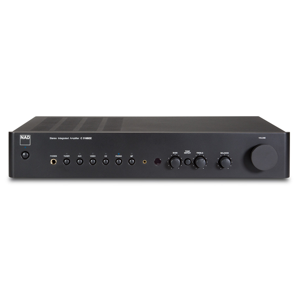 NAD C 316BEE V2 Vollverstärker mit Phono Frontansicht mit Eingangswahl, Klangreglern und Lautstärkeregler